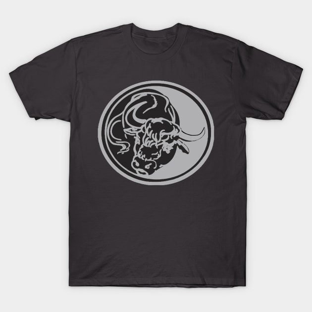 Black Bull Line Art Drawing Tattoo Art T-Shirt by taiche